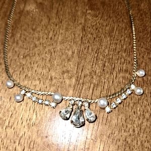 Vtg faux pearl and diamond necklace